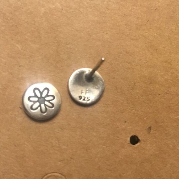 Sterling Silver Daisy Button Earrings - Picture 12 of 12